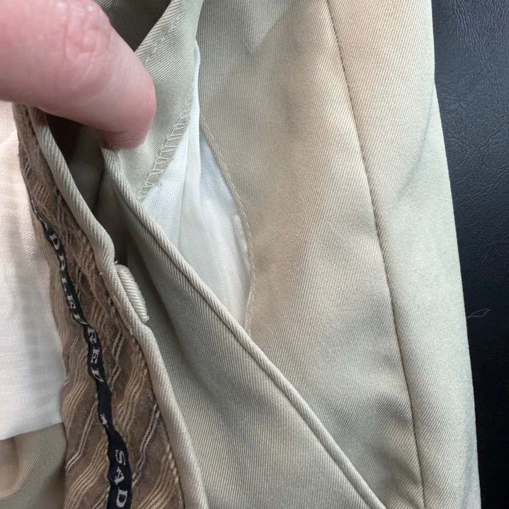 Saddlebred Pleated Dress Pants Mens 40x32 Khaki Tan Cuffed Trousers Office FLAW